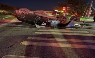 Two Injured Following Overturned Two-Vehicle Collision at Sunrise Highway and Saxon Avenue