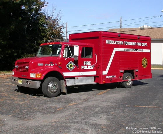 Middletown Twp. Fire Police Traffic Control Unit, 1995 International 4700 T444E/Mickey Body, formerly a foam carrier and hazmat unit.