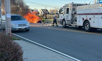 Freeport Firefighters Knock Down Vehicle Fire at Atlantic and South Main.