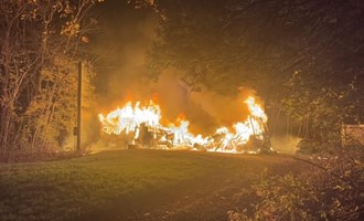Baltic Responds Mutual Aid to Fully Involved Mobile Home Fire in Franklin