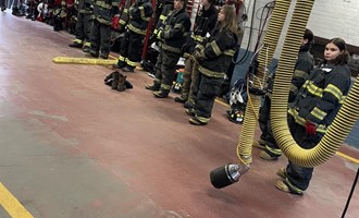 Firefighter Students Train with Orange Fire Crews