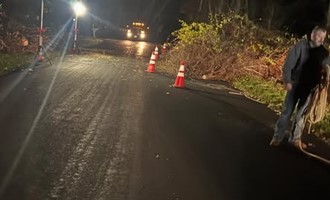 Firefighters Clear Road During Halloween Festivities