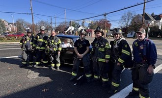 Veteran Firefighter Honored by Oradell Crew Before Family Celebration