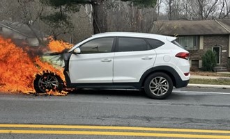 Hackettstown Fire Department assists Independence Township at Main Street car fire