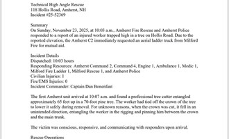 Milford Assists Amherst Fire Rescue With High-Angle Incident