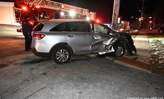 Two vehicle MVA vehicle into pole