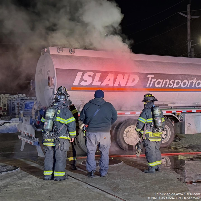 Bay Shore Fire Department Quickly Controls Tractor-Trailer Brake Fire