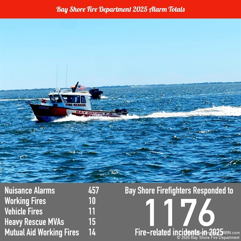 Bay Shore Fire Department Reports 2025 Alarm Totals and Year of Service