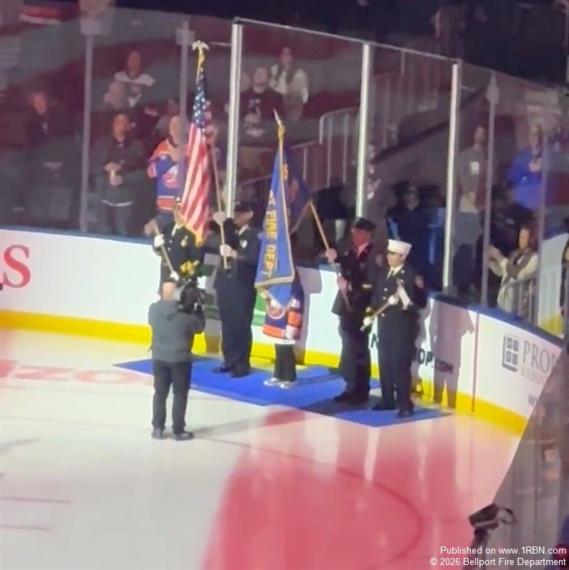 Bellport Fire Department Serves as Color Guard at Islanders Game