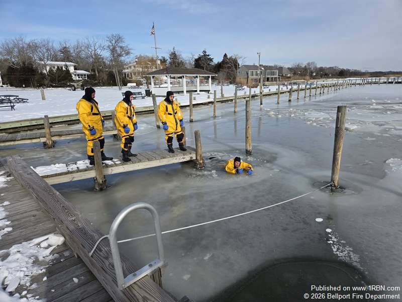 Bellport Fire Department Conducts Cold Water and Ice Rescue Training Amid Extreme Conditions