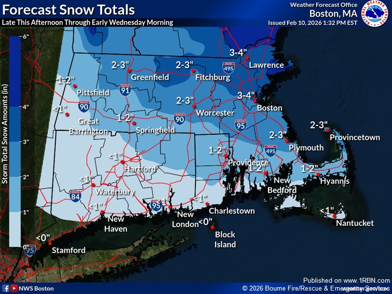 Bourne Officials Advise Residents to Prepare for Minor Snowfall and Possible Icy Conditions