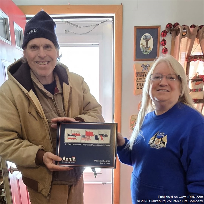 Clarksburg Volunteer Fire Company Receives POW-MIA Flag Donation from VFW Auxiliary