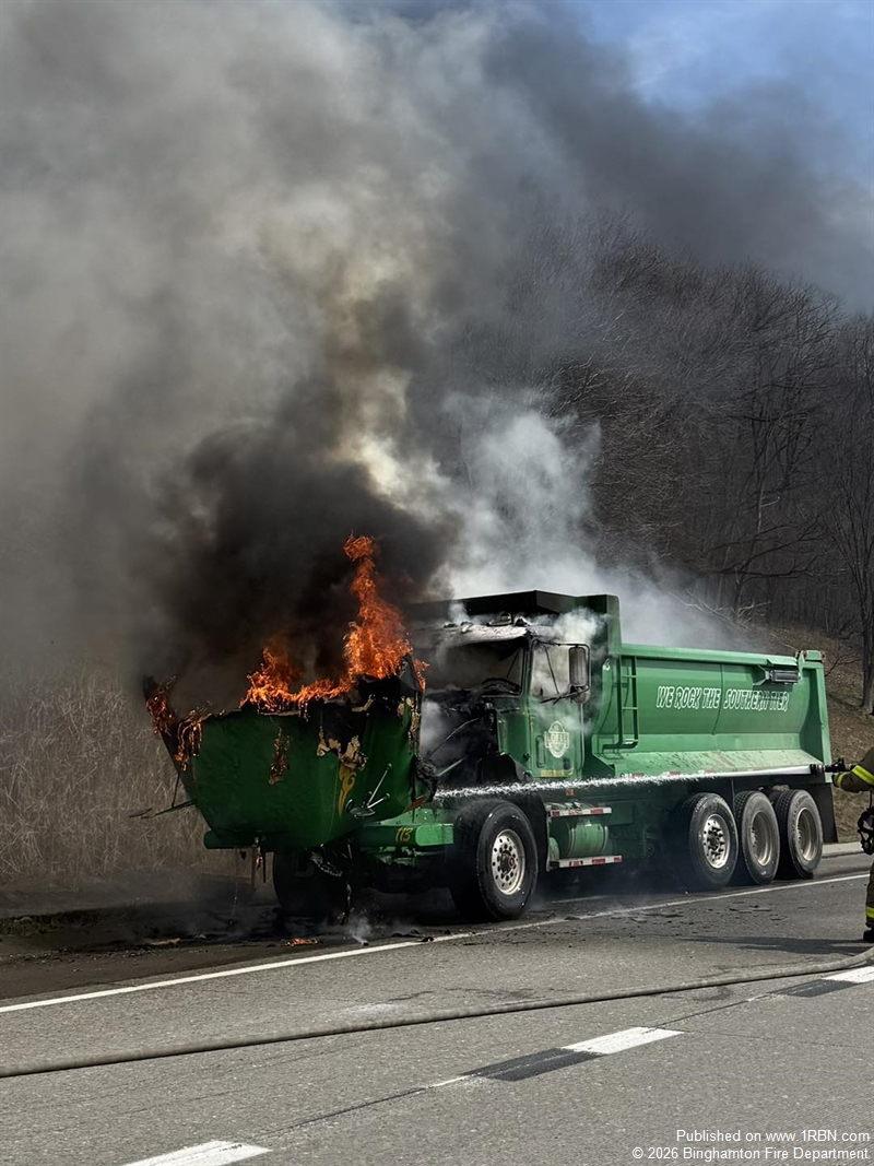 Dump Truck Fire Quickly Contained on Route 17W Near Mygatt Street Exit