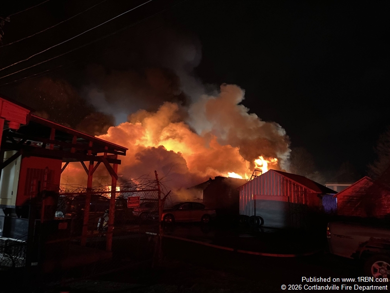 Major Structure Fire at C.A.R.S. Auto Repair Causes Total Loss in Cortlandville