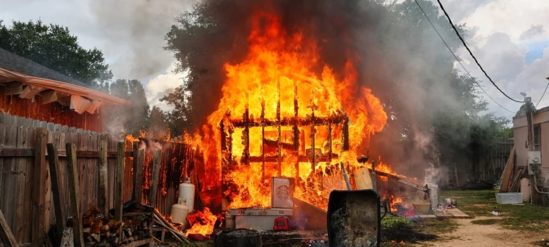 Working Shed Fire With Exposures