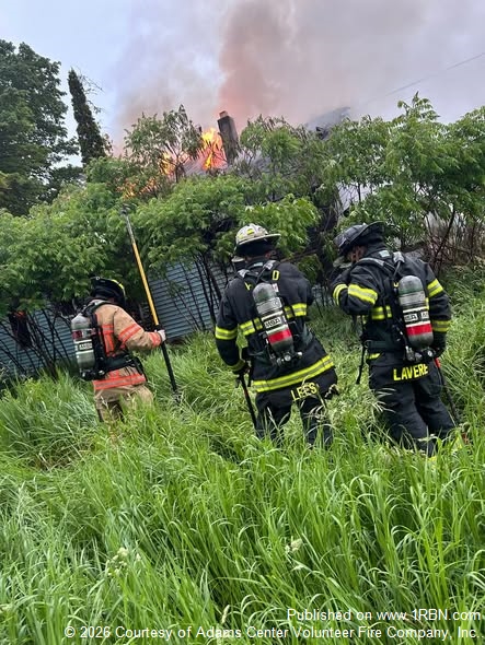 Third-Alarm Fire Draws Adams Center Mutual Aid Response