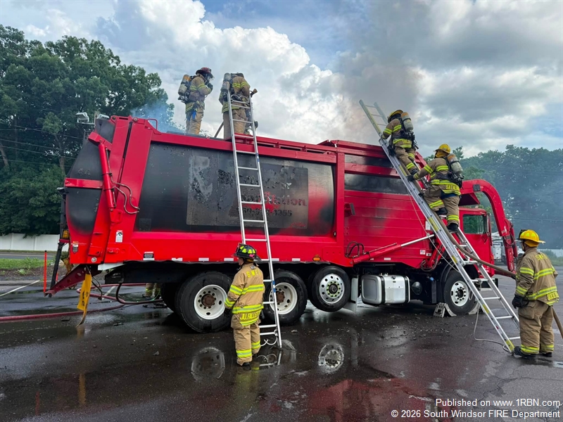 Power Line Contact Leads to Truck Fire on Ellington Road