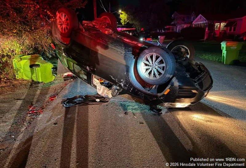 Late-Night Rollover Collision: Hinsdale and Mutual Aid Respond to Two-Vehicle Crash on Beley Avenue