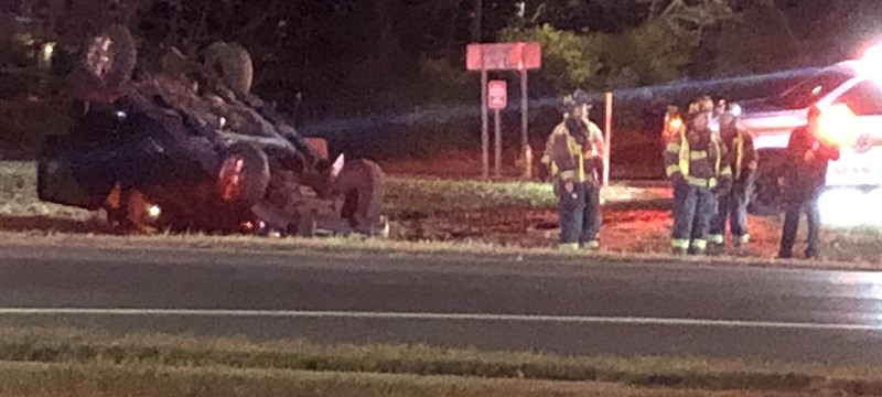 Vehicle Overturns In Median of William Floyd